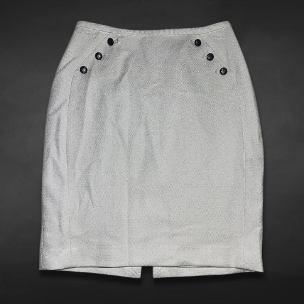 White House Black Market Skirt Double Rows Button Woven Fabric‎ White Women’s 0